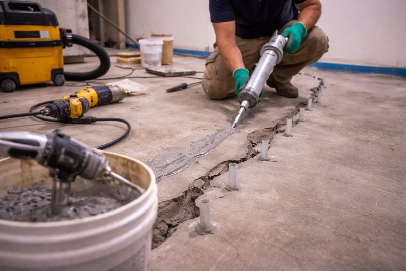 Cracked Basement Floor Repair in Dexter, MI
