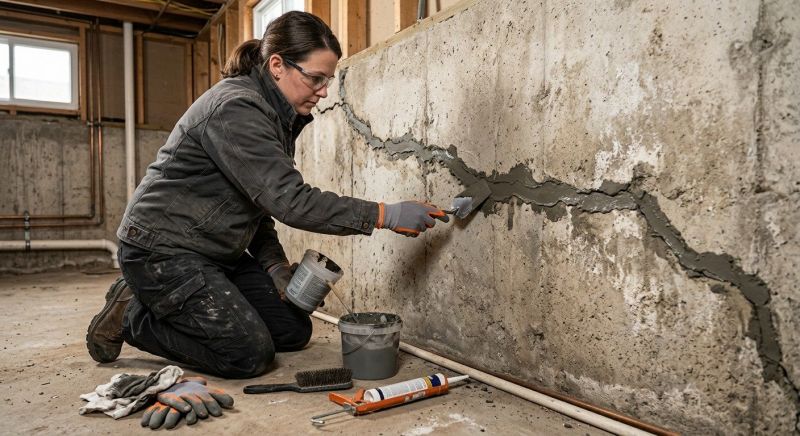 Cracked Basement Floor Repair in Dexter, MI