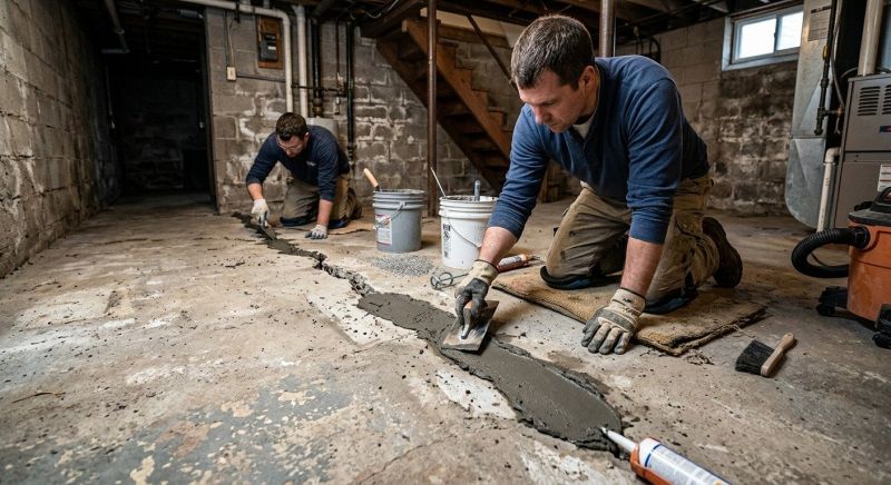 Cracked Basement Floor Repair in Dexter, MI