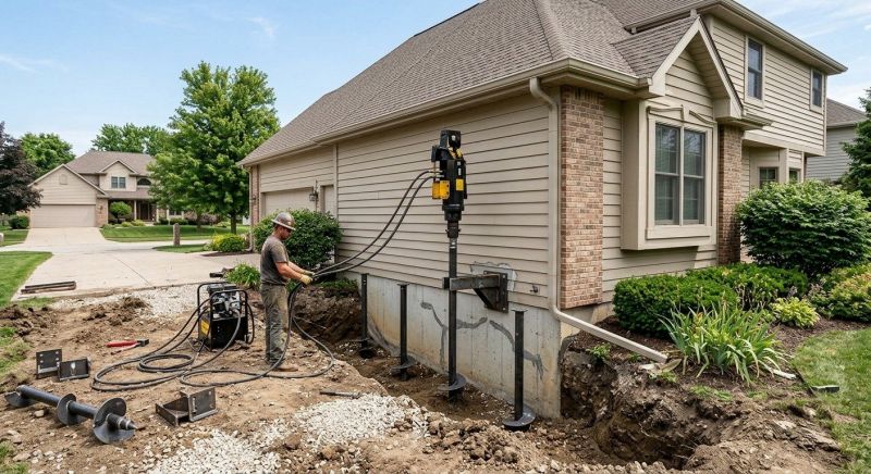 Helical Pile Installation in Dexter, MI