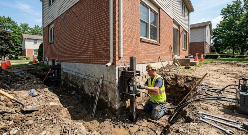 Sinking Foundation Repair in Brighton, MI